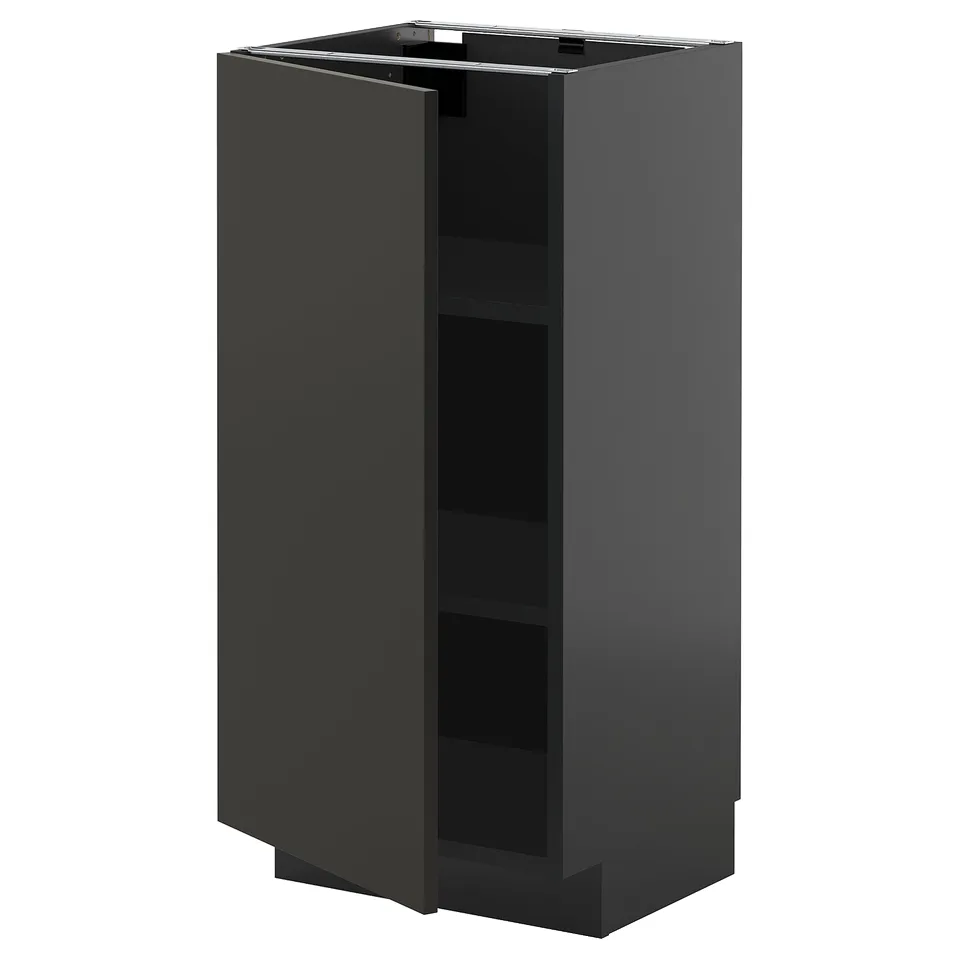 A black METOD kitchen cabinet with a sleek matt finish and a single door.
