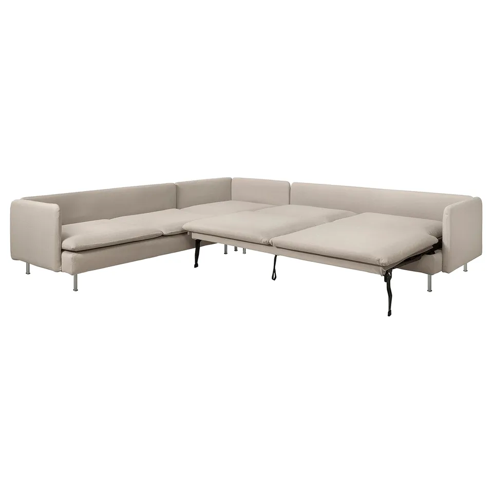 SÖDERHAMN sofa bed, beige, modern minimalist, corner shape, plush fabric, versatile design.