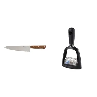 SKÄRANDE/VARDAGEN set: cook's knife + knife sharpener, stainless steel/walnut + black, 20 cm