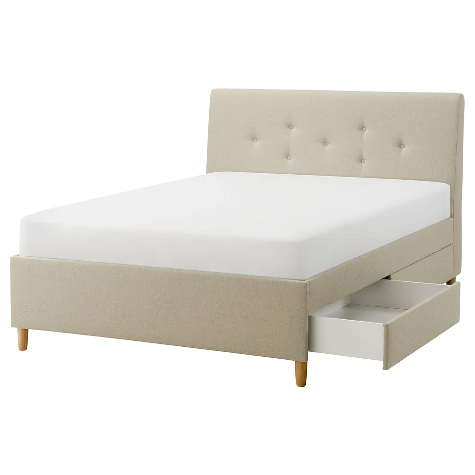 part: IDANÄS upholstered storage bed