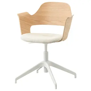 FJÄLLBERGET conference chair, white stained oak veneer/Gunnared beige, Width 67 x Depth 67 cm