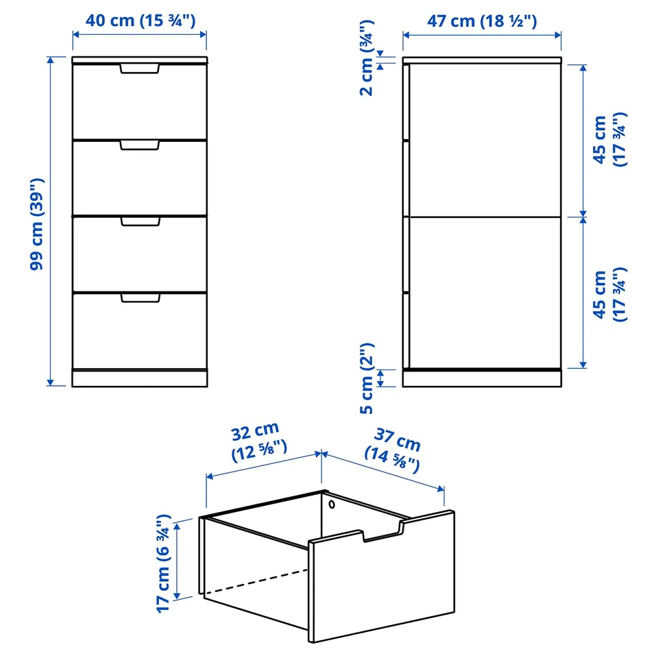 Illustration with measurements for the product: NORDLI.