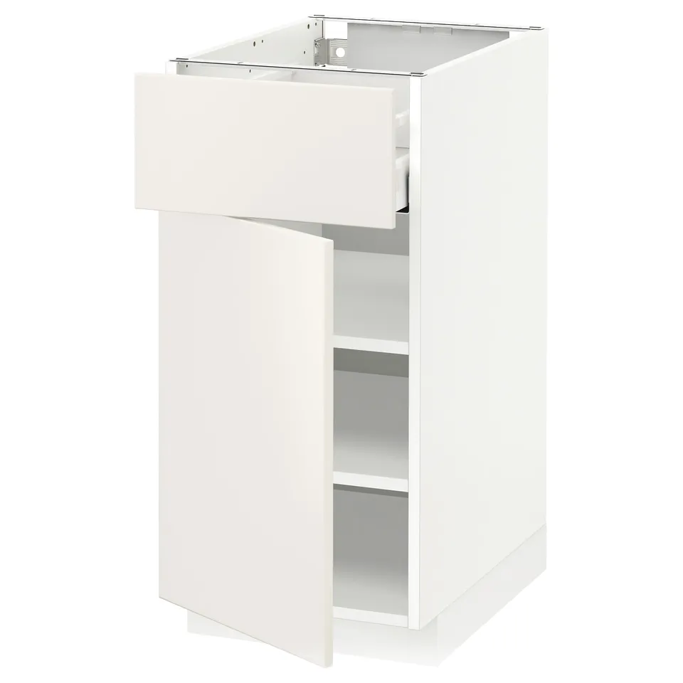 Blancs METOD kitchen unit w/ veddinge white drawer & door, modern design.