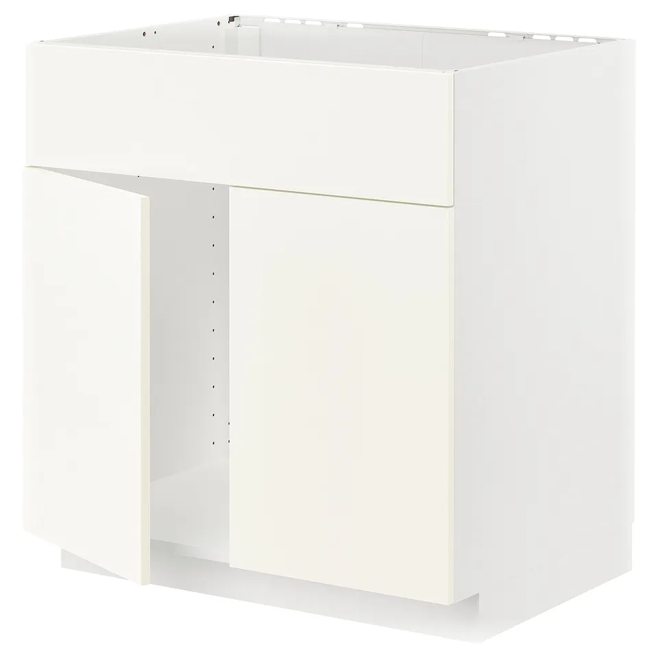 A white METOD kitchen cabinet with sleek, modern design.
