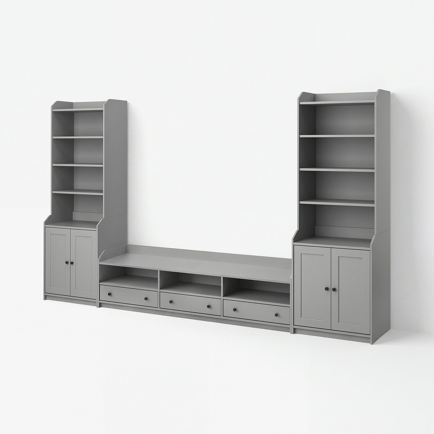 HAUGA TV/storage combination, grey, 346x46x199 cm