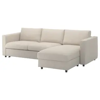 VIMLE cover 3-seat sofa-bed w chaise lng, Gunnared beige