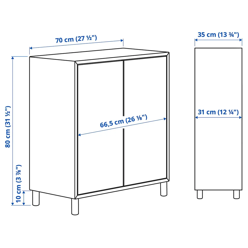 Illustration with measurements for the product: EKET.