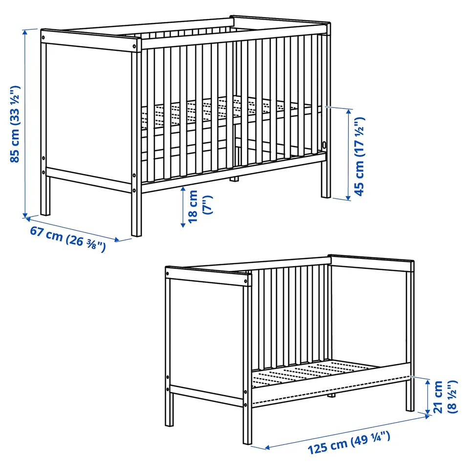 SUNDVIK Cot, white, 60x120 cm