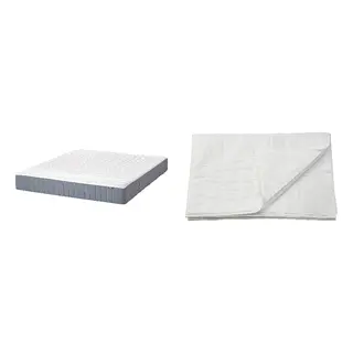 LUDDROS/VALEVÅG set: pocket sprung mattress + mattress protector, extra firm/light blue, 150x200 cm