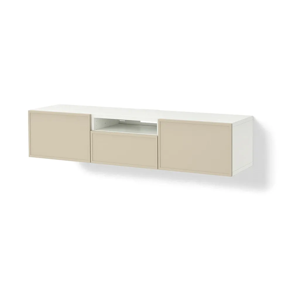 BESTÅ TV bench, white/Krukmakare beige, 180x42x39 cm
