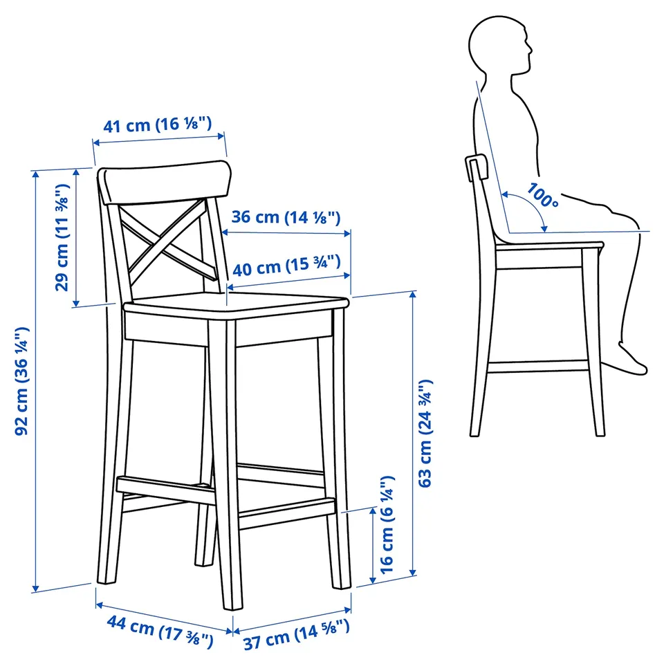 part: ROSENTORP bar stool with backrest