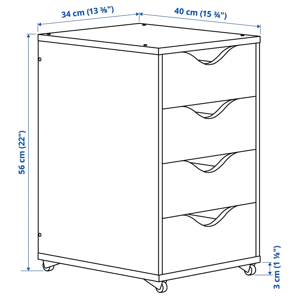 Illustration with measurements for the product: FRIIDROTT.