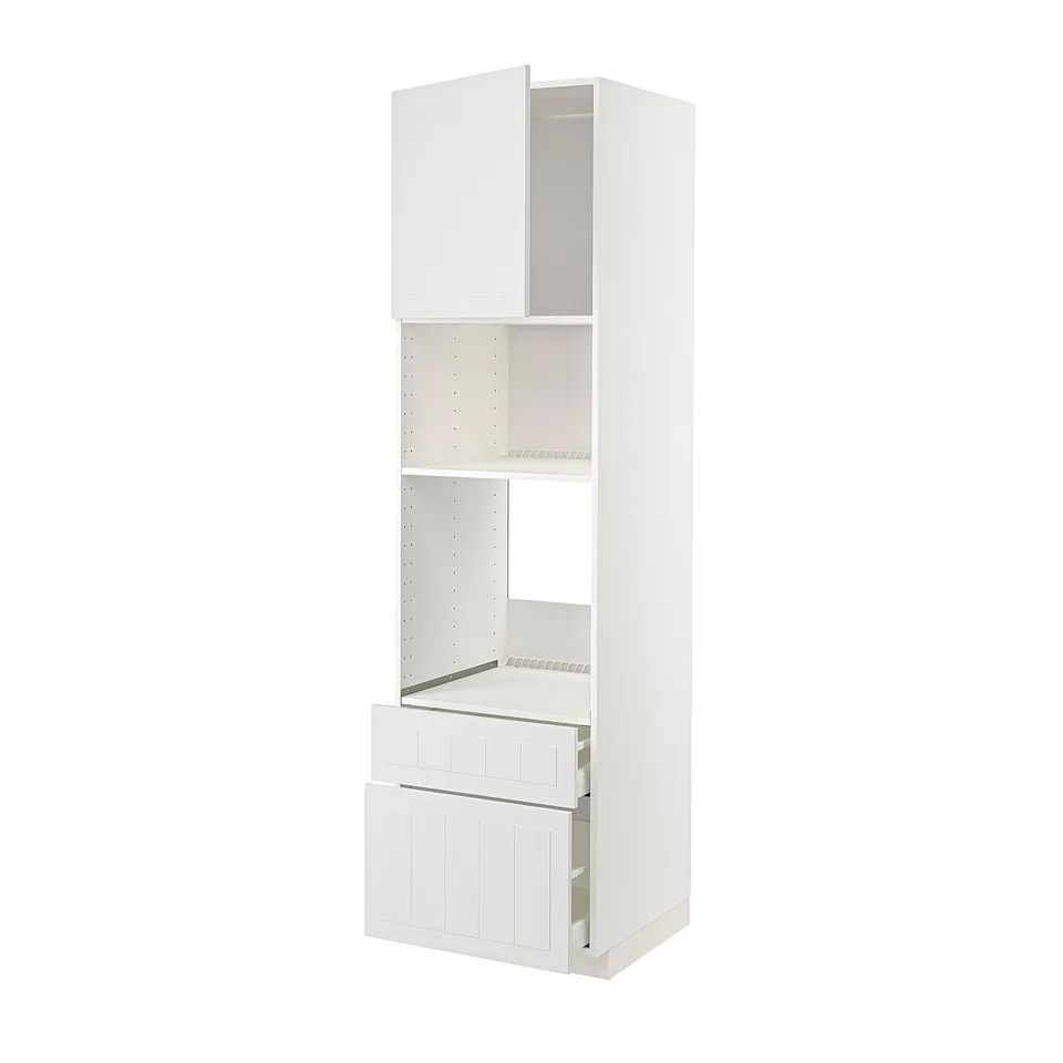 METOD white kitchen unit with adjustable shelves, drawers, and crafted look.