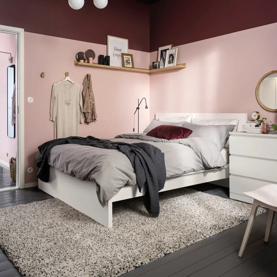 MALM Bed frame, high, white/Leirsund, 160x200 cm
