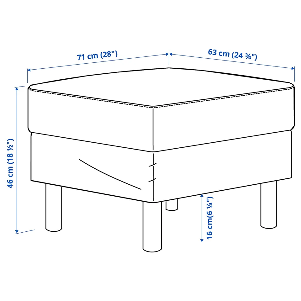 Illustration with measurements for the product: SALTSJÖBADEN.