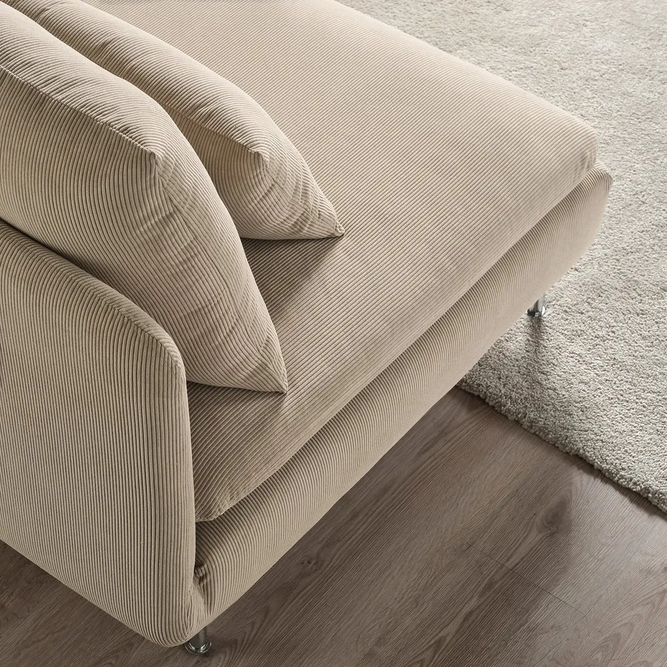 Beige SÖDERHAMN sofa, thick soft corduroy, high resilient foam, sleek modern design.
