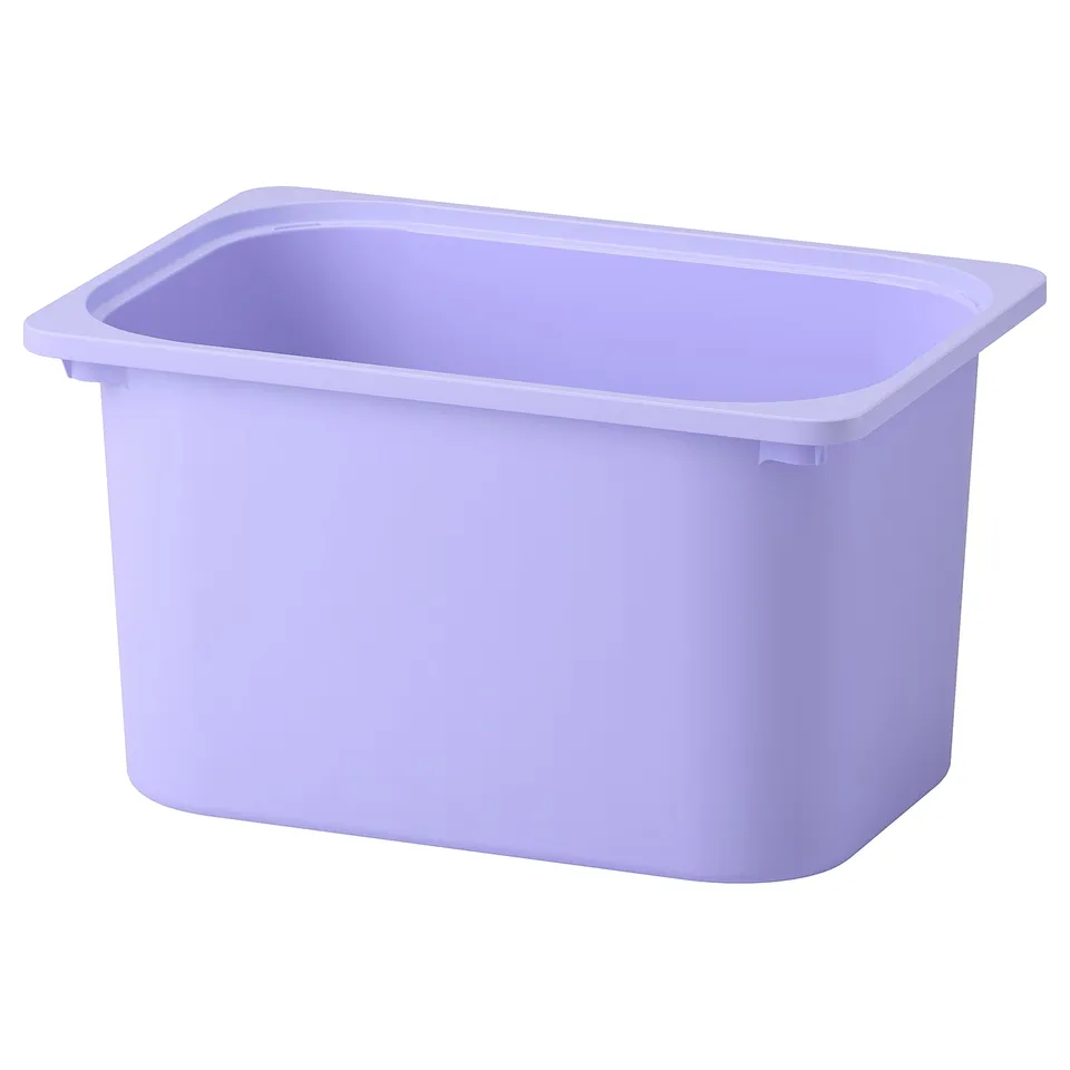 A large, light purple plastic container, rectangular with smooth edges.