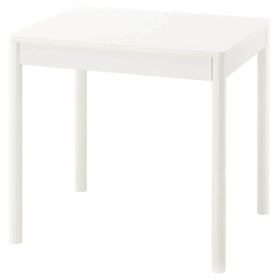 TONSTAD white square dining table, minimalist design, four legs, smooth finish.