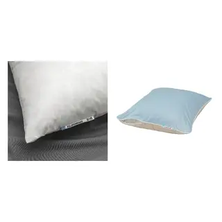 KEJSAROLVON/PILSPINNARE set: pillow, low + pillow protector, beige/blue, 50x80 cm