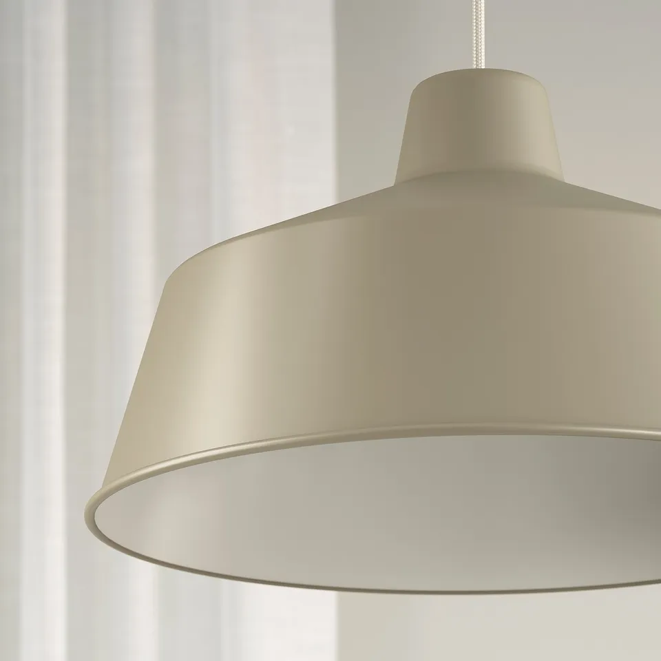 SJÖMAKT Pendant lamp, beige/ash, 38 cm