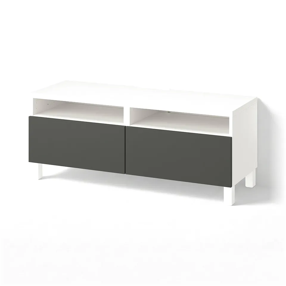 BESTÅ TV bench with drawers, white/Lappviken/Stubbarp dark grey, 120x42x48 cm