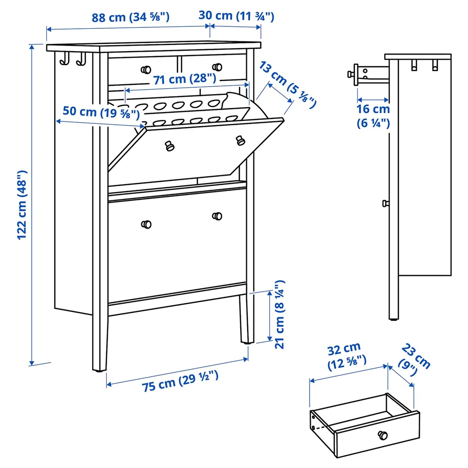 Illustration with measurements for the product: GULLABERG.