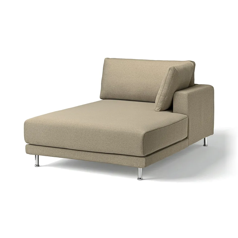 Modern beige UPPÅKRA sectional sofa with chrome legs, wide cushions, and sleek lines.