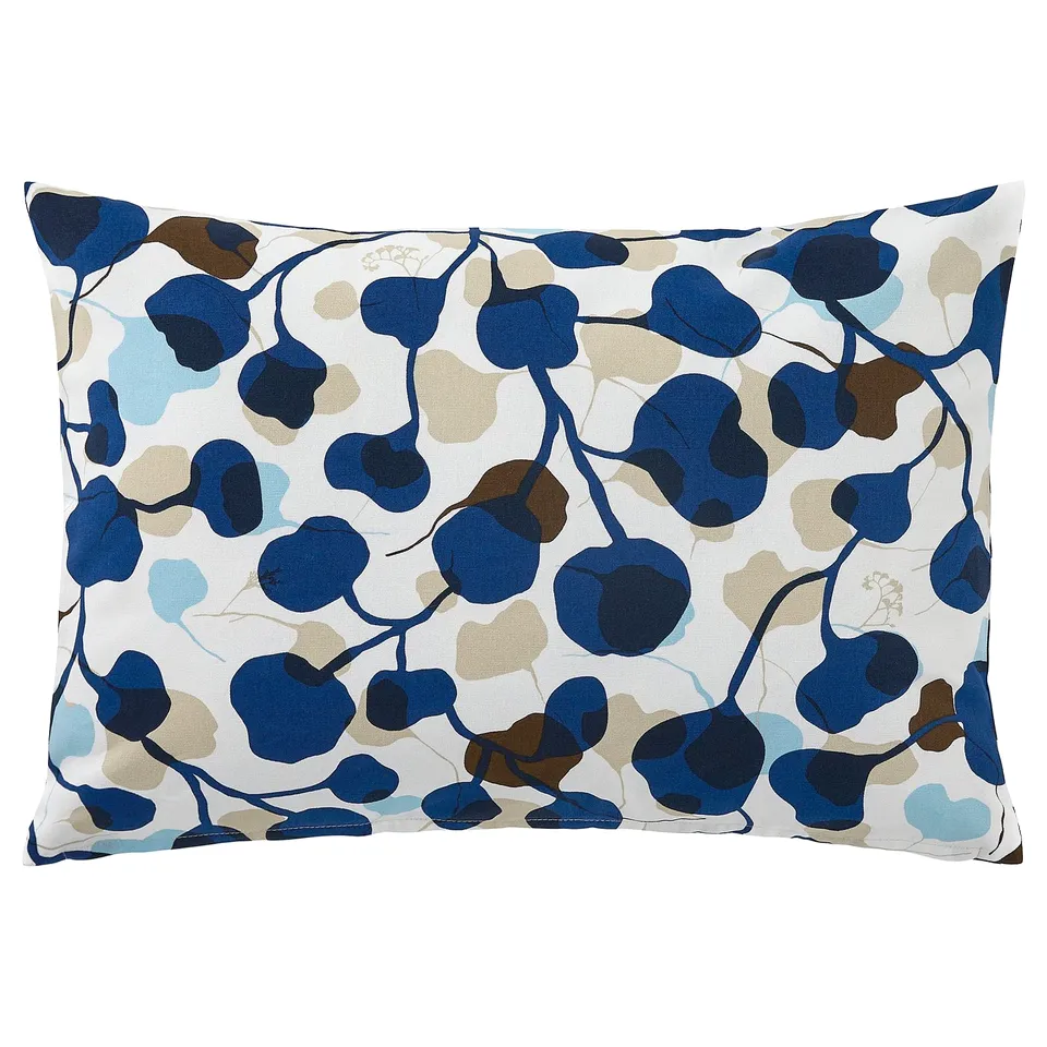 PERSIKOTRÄD Cushion cover, blue/leaf, 40x58 cm
