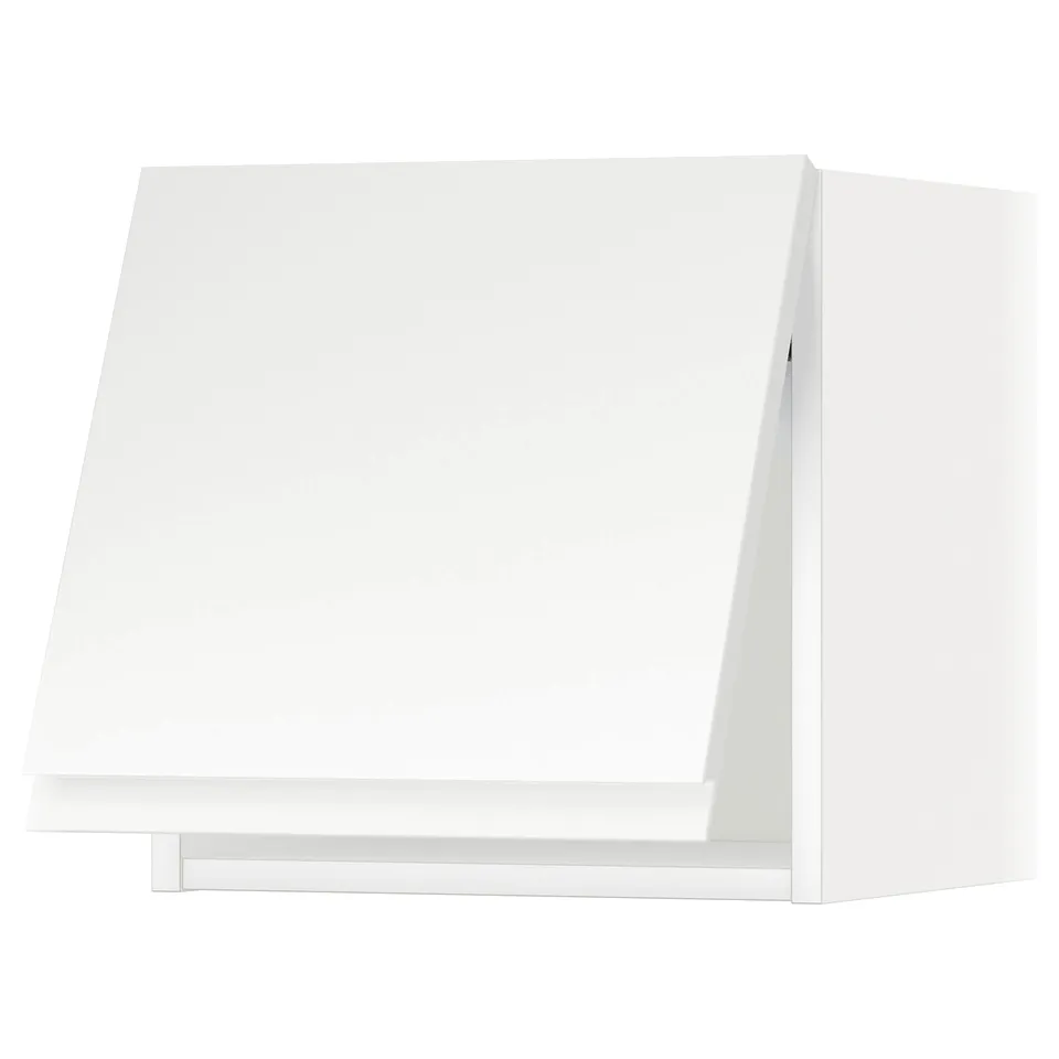 A white METOD kitchen cabinet with a sleek, minimalist design. It clean lines and a sturdy particleboard construction.