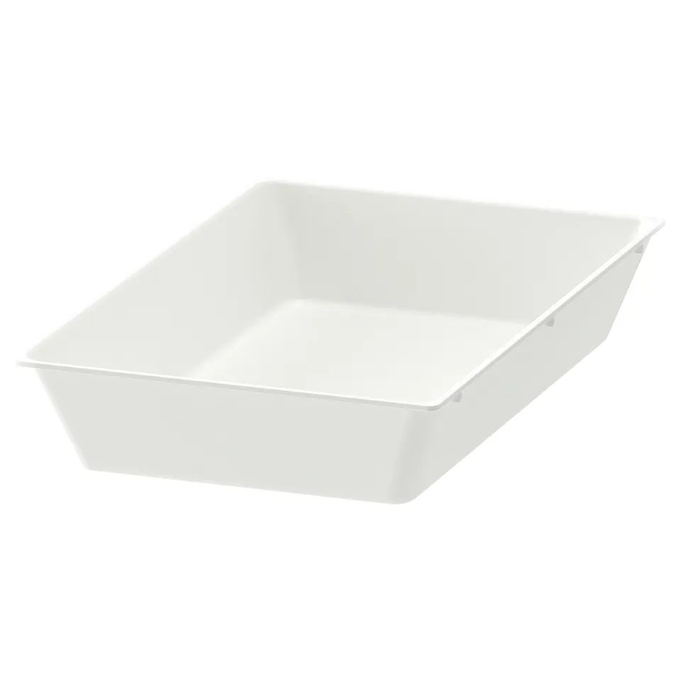 UPPDATERA utensil tray, white, plastic, rectangular, simple design.