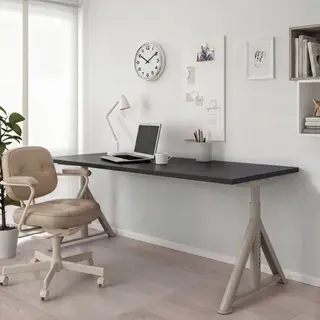 ALEFJÄLL/IDÅSEN set: desk + office chair, black/beige + Grann beige, 160x80 cm