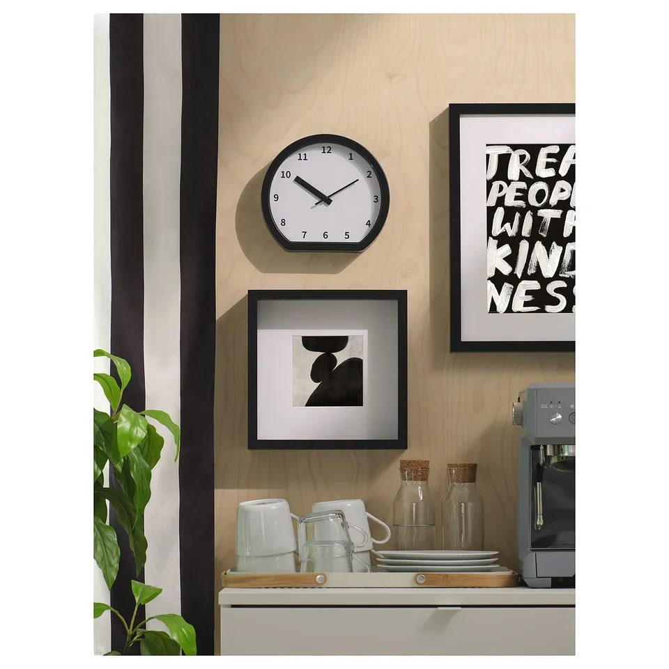 LÖVGRODA Clock, black, 22x20x4 cm