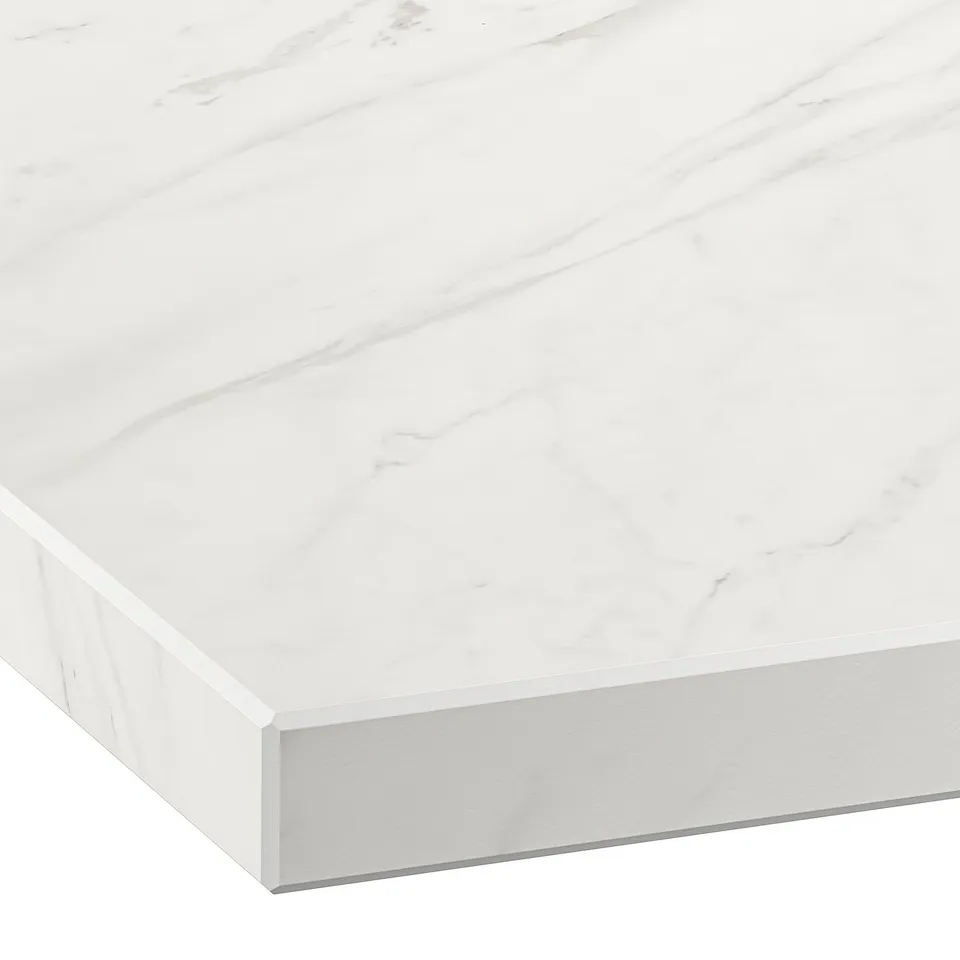 MÖCKLARP Custom made worktop, matt white lively marble effect/high pressure porcelain, 1 m²x4.0 cm