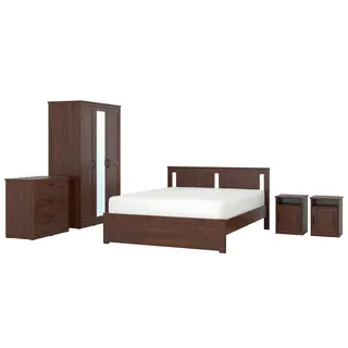 SONGESAND bedroom furniture, set of 5, brown