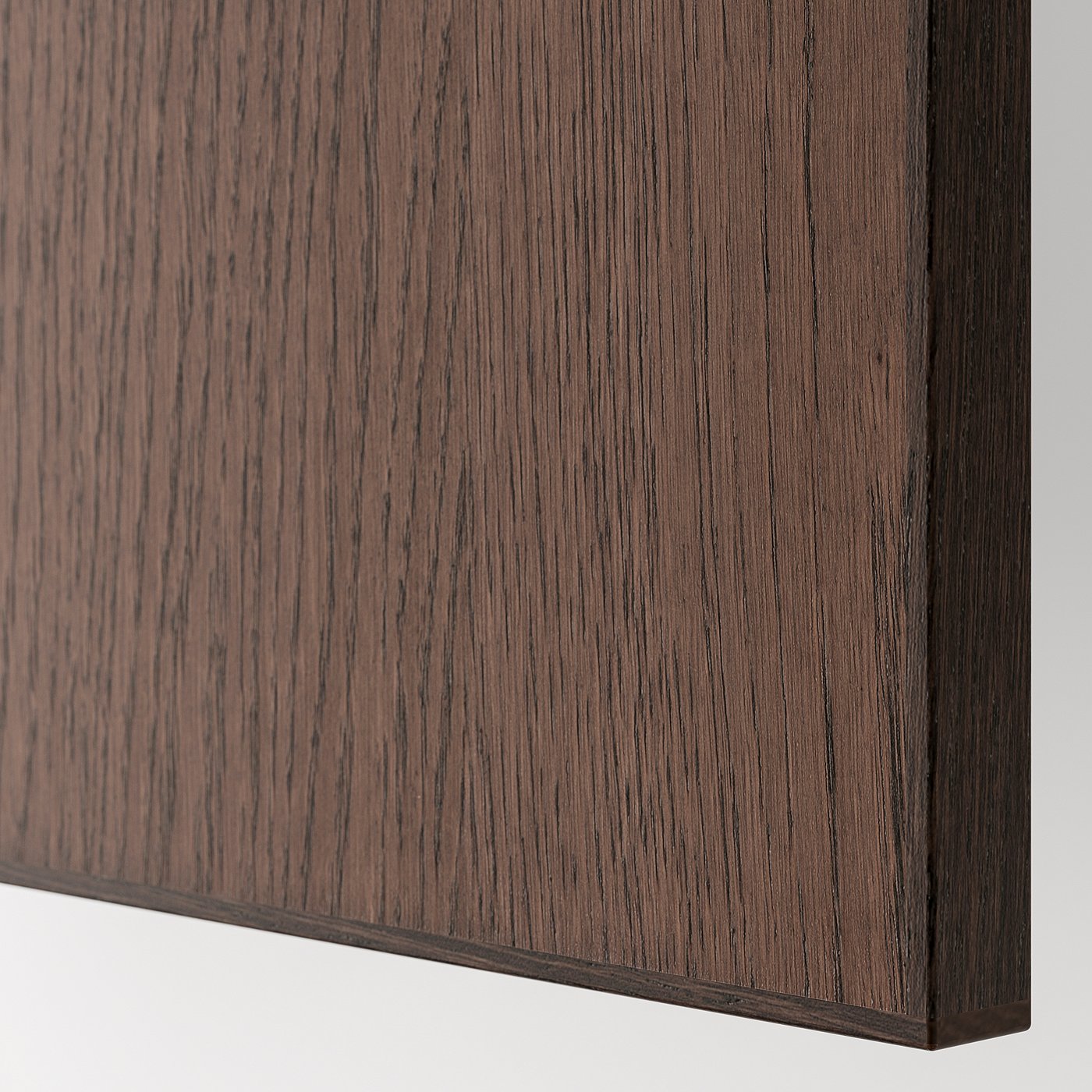 Dark wood veneer panel with smooth, even grain pattern, bordered by durable solid wood edge.