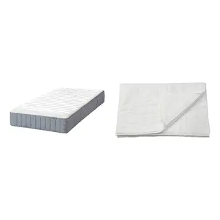LUDDROS/VALEVÅG set: pocket sprung mattress + mattress protector, firm/light blue, 120x200 cm