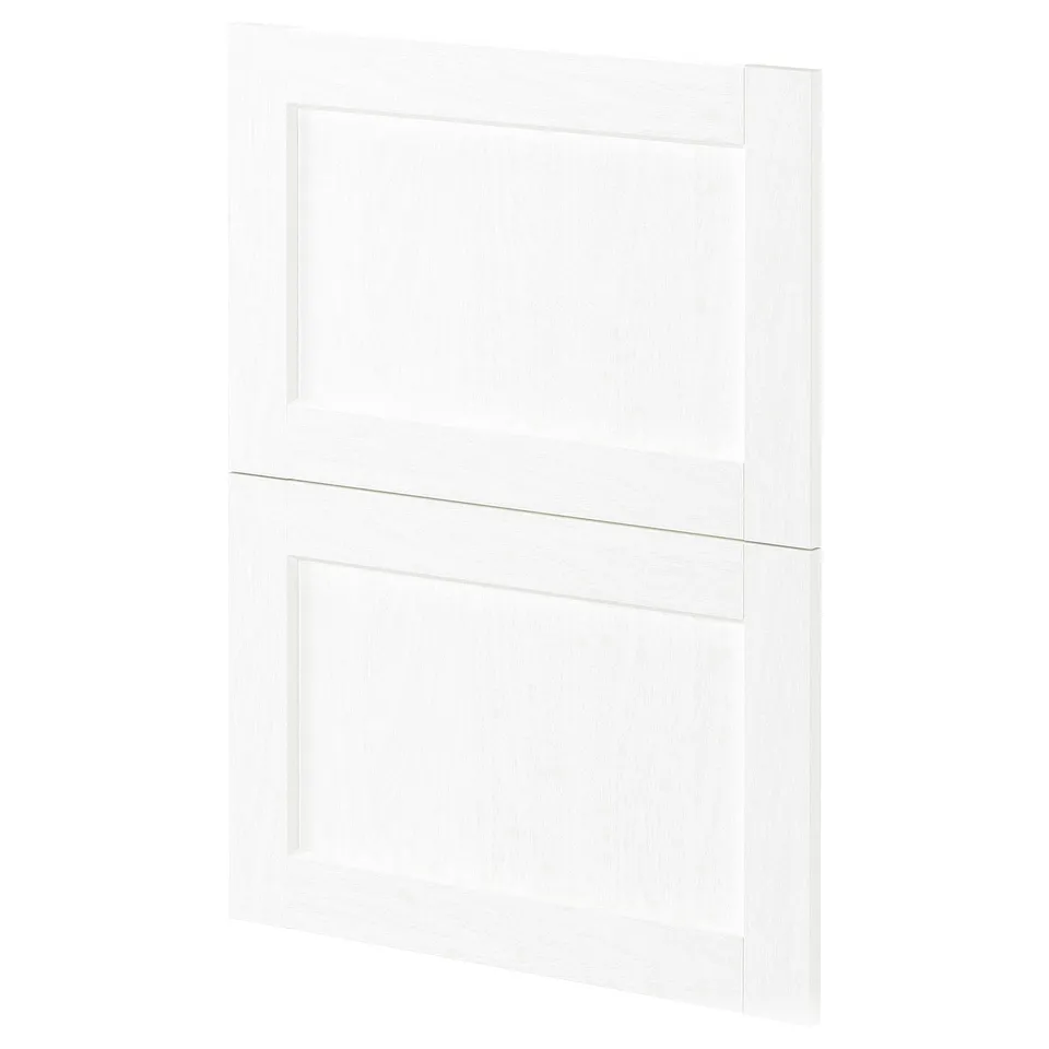 METOD kitchen door in white with wood grain, rectangular shape and smooth finish.