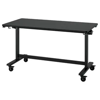 MITTZON foldable table with castors, black, 140x70 cm