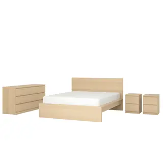 MALM bedroom furniture, set of 4, white stained oak veneer