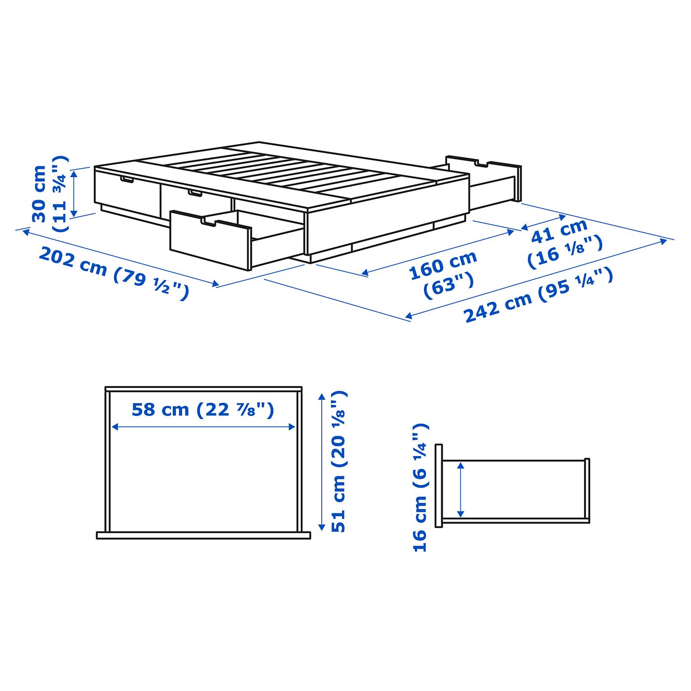 Illustration with measurements for the product: NORDLI.