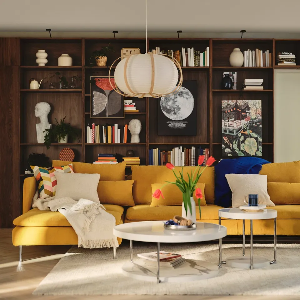 SÖDERHAMN 4-seat sofa with chaise longue, and open end/Fridtuna dark grey-blue
