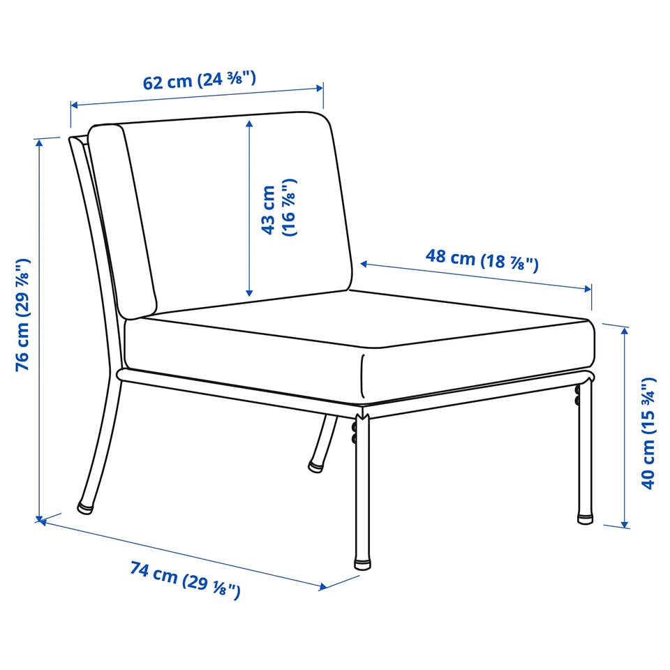 Illustration with measurements for the product: SEGERÖN.