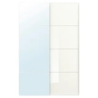 AULI / FÄRVIK pair of sliding doors, mirror glass/white glass, 150x236 cm