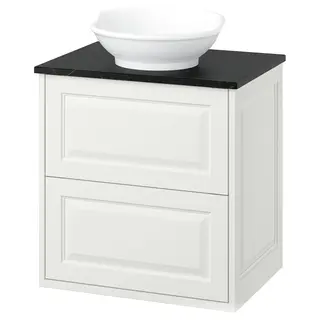 TÄNNFORSEN / VÄSTERSJÖN wash-stnd w drawers/wash-basin, white/black marble effect, 62x49x79 cm