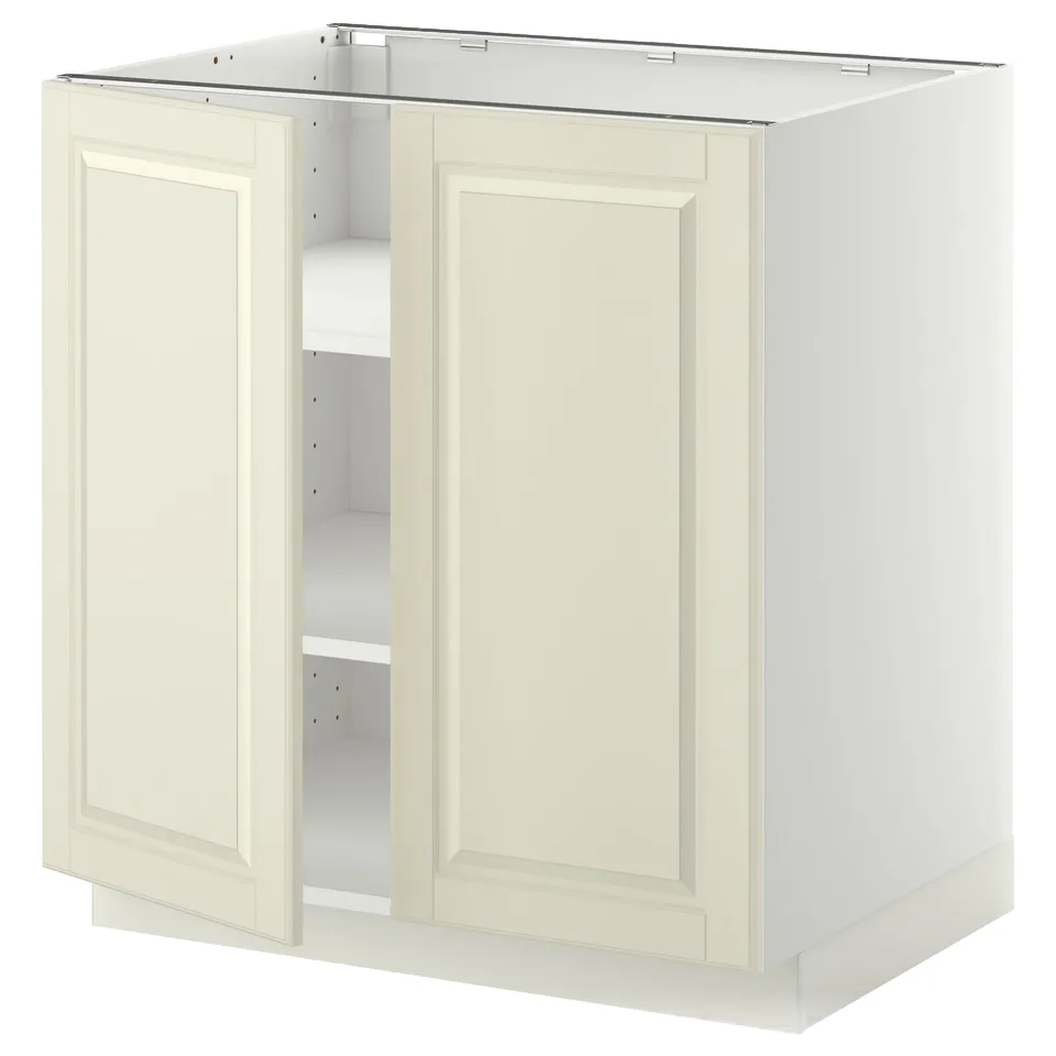 METOD kitchen cabinet, off-white, rectangular, classic design with bevelled doors.