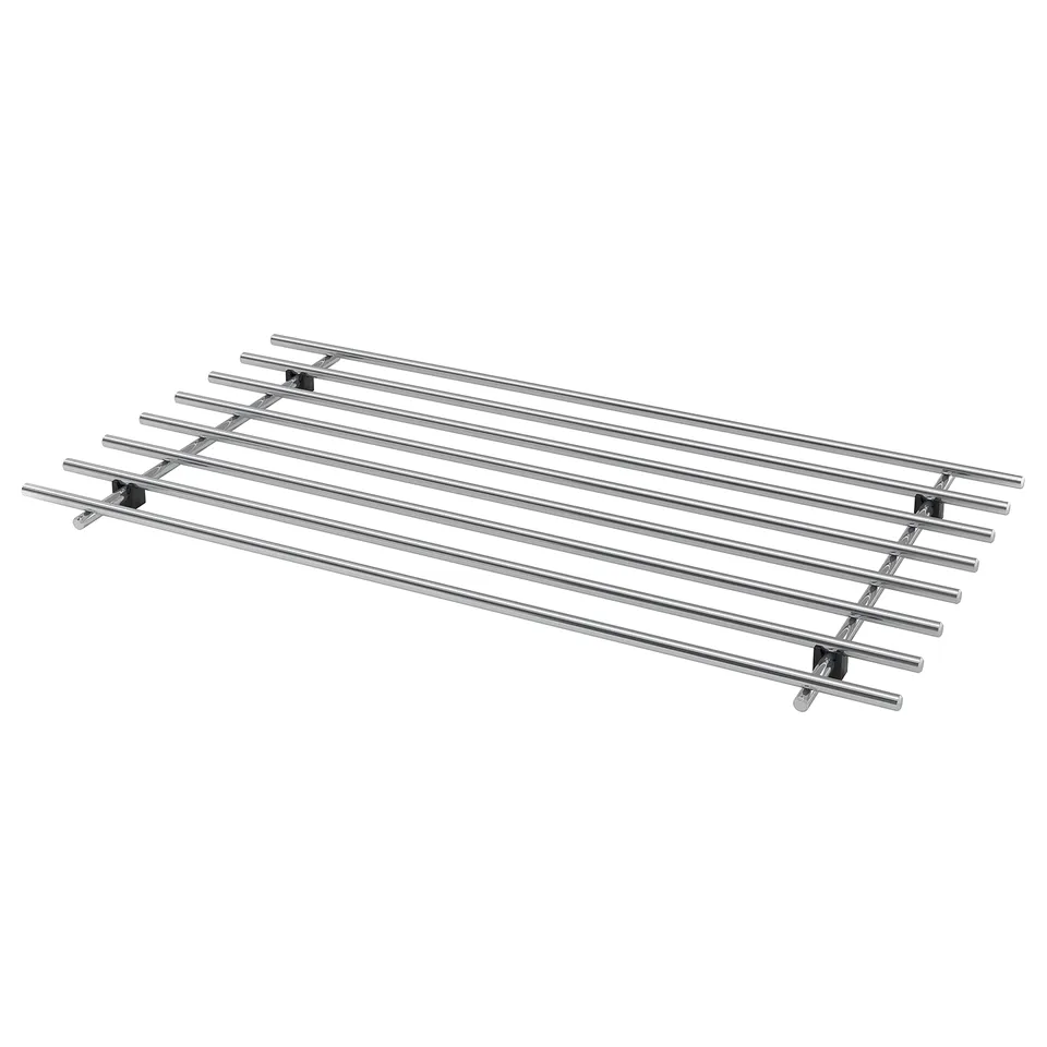 LÄMPLIG metal rack, silver, stainless steel, rectangular, grid design.