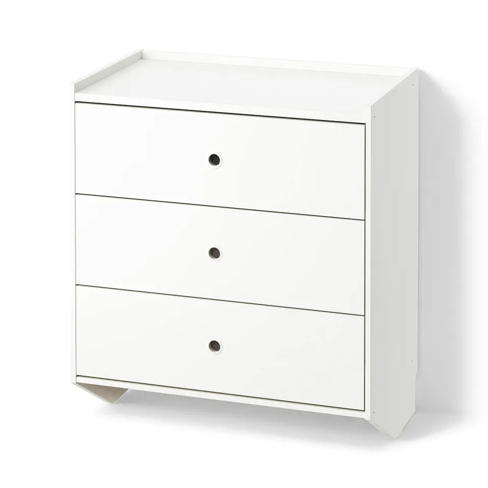 RACKNÄS Chest of 3 drawers, white/wall mounted, 69x78 cm