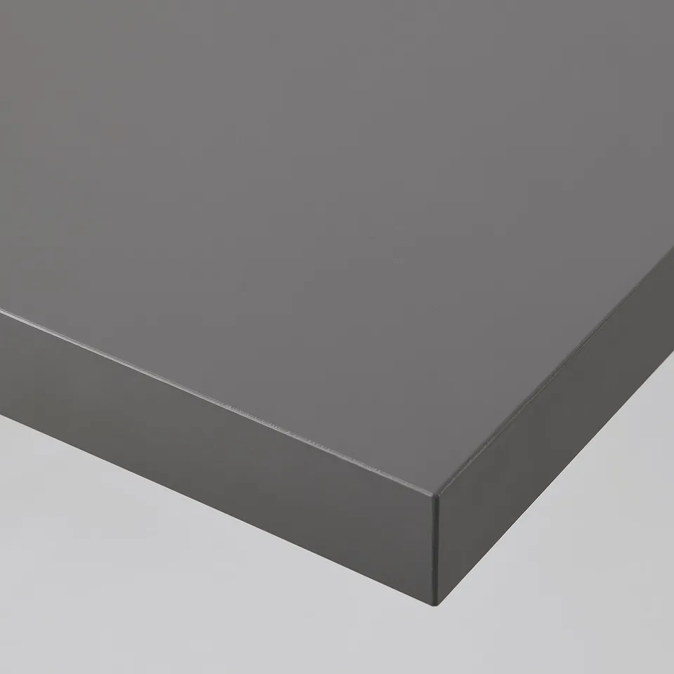 Smooth, dark grey tabletop with clean edges. High-quality finish, no visible imperfections.