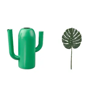 SMYCKA/ÄRTBUSKE set: vase/watering can +Monstera green*1, bright green + in/outdoor/Monstera green, 24 cm