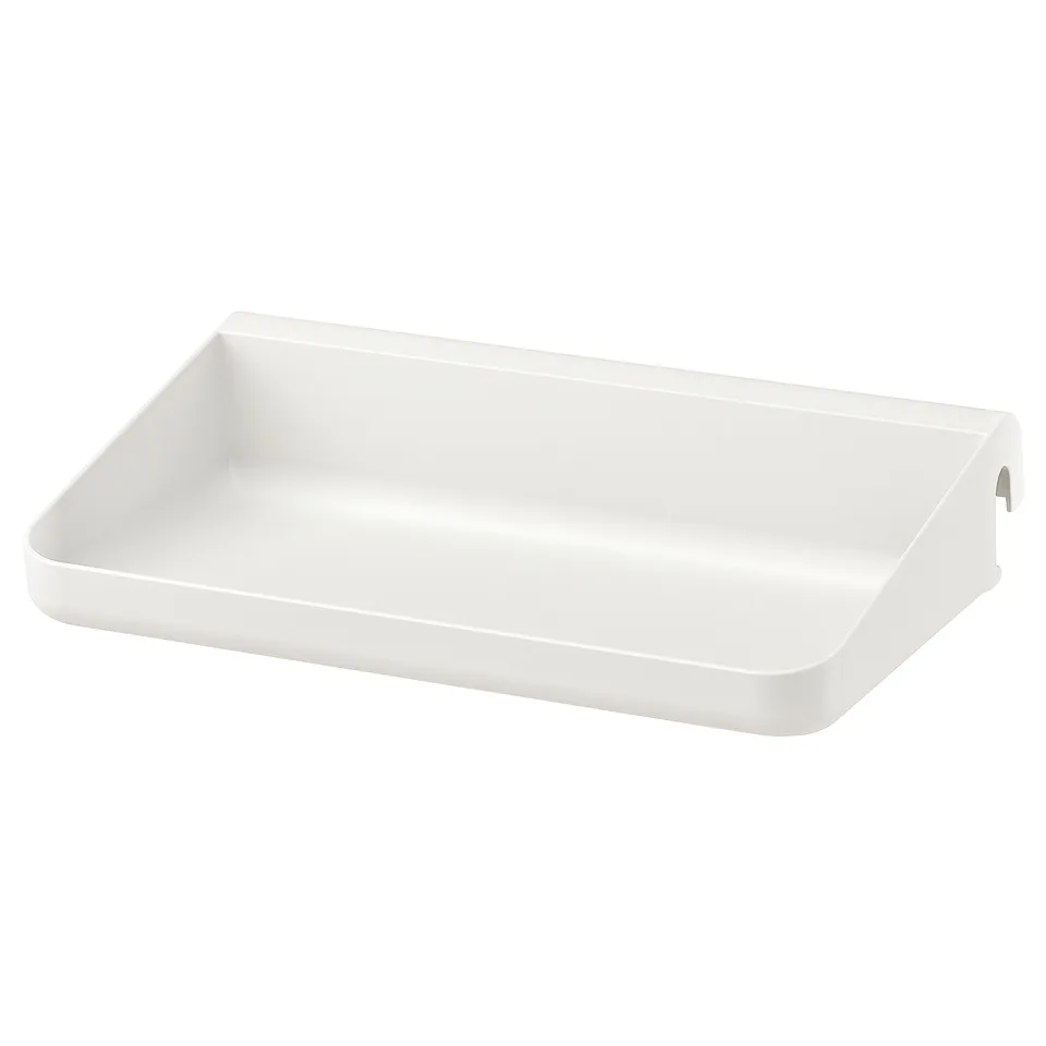 A SUNNERSTA white plastic shelf, rectangular in shape, suitable for space-saving and high-humidity areas.